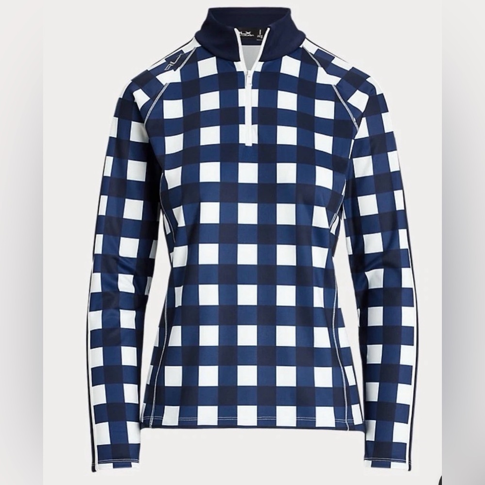 Ralph Lauren RLX Golf Sweatshirt Power Stretch Half Zip Exploded Plaid Mockneck